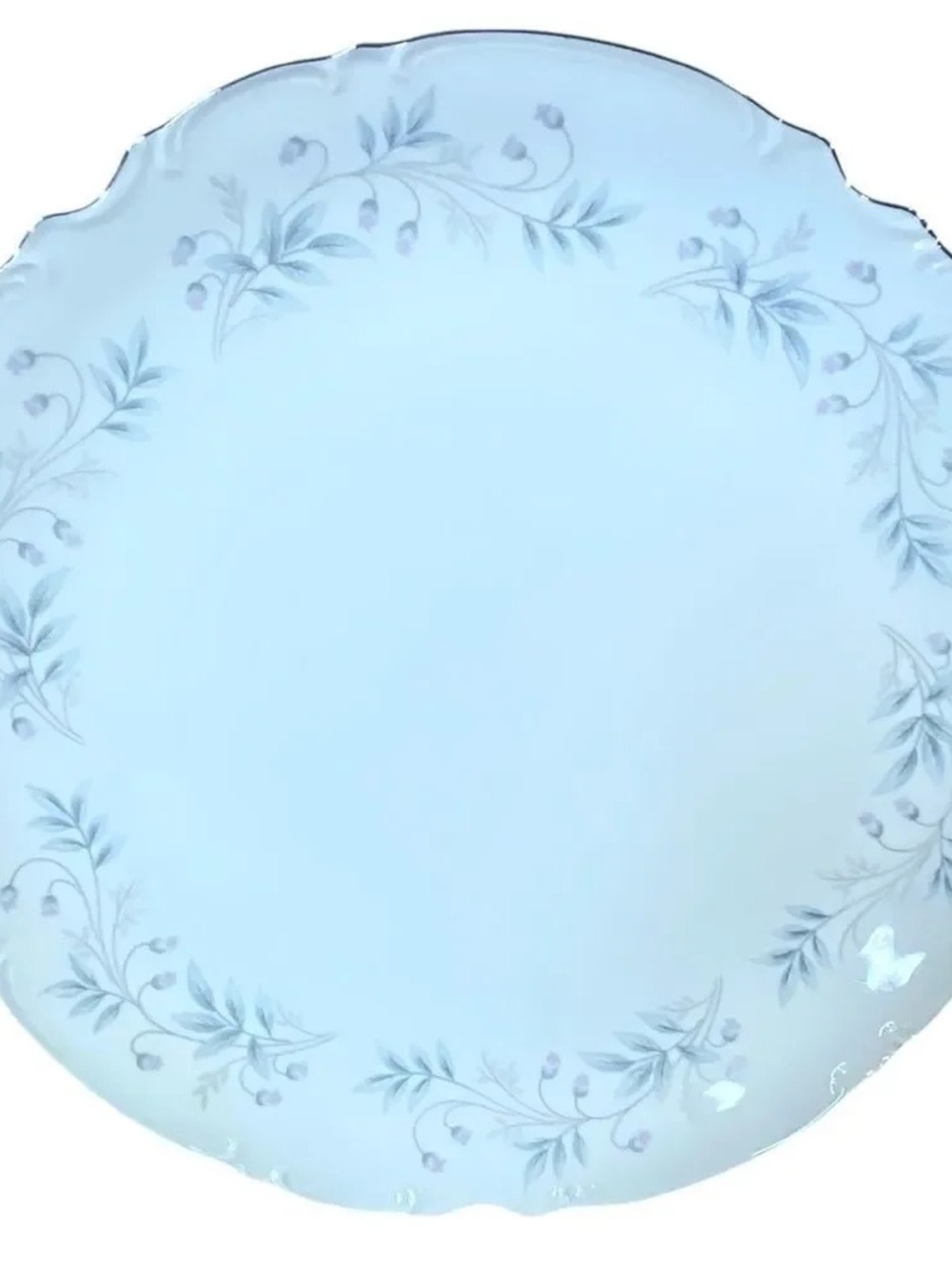Elegant Soft Blue Floral Porcelain Decorative Charger